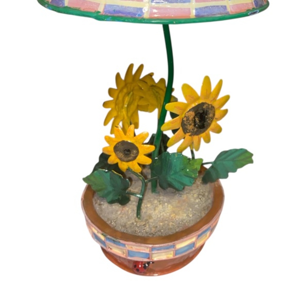 Sunflower Table Tea Light Lamp with Ladybug Accents - Picture 2 of 4